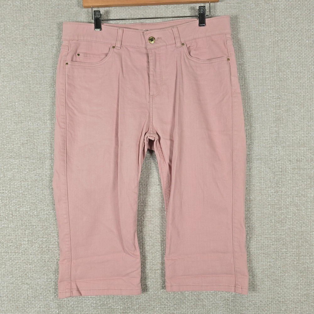 Rafaella‎ Weekend Womens Pink Stretch Twill Capri Cropped Pants Size 14